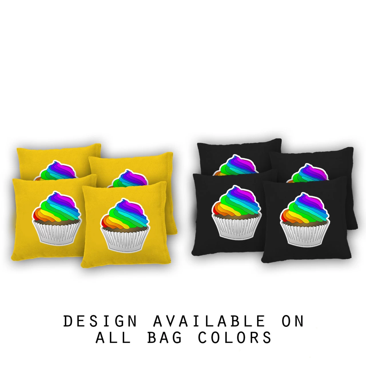 Rainbow Cupcake Cornhole Bags - Set Of 8 3 Rainbow Cupcake Cornhole Bags - Set Of 8