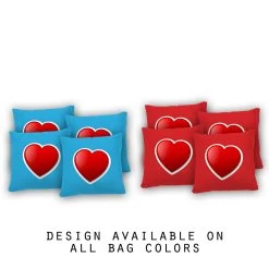 Red Heart Cornhole Bags - Set Of 8