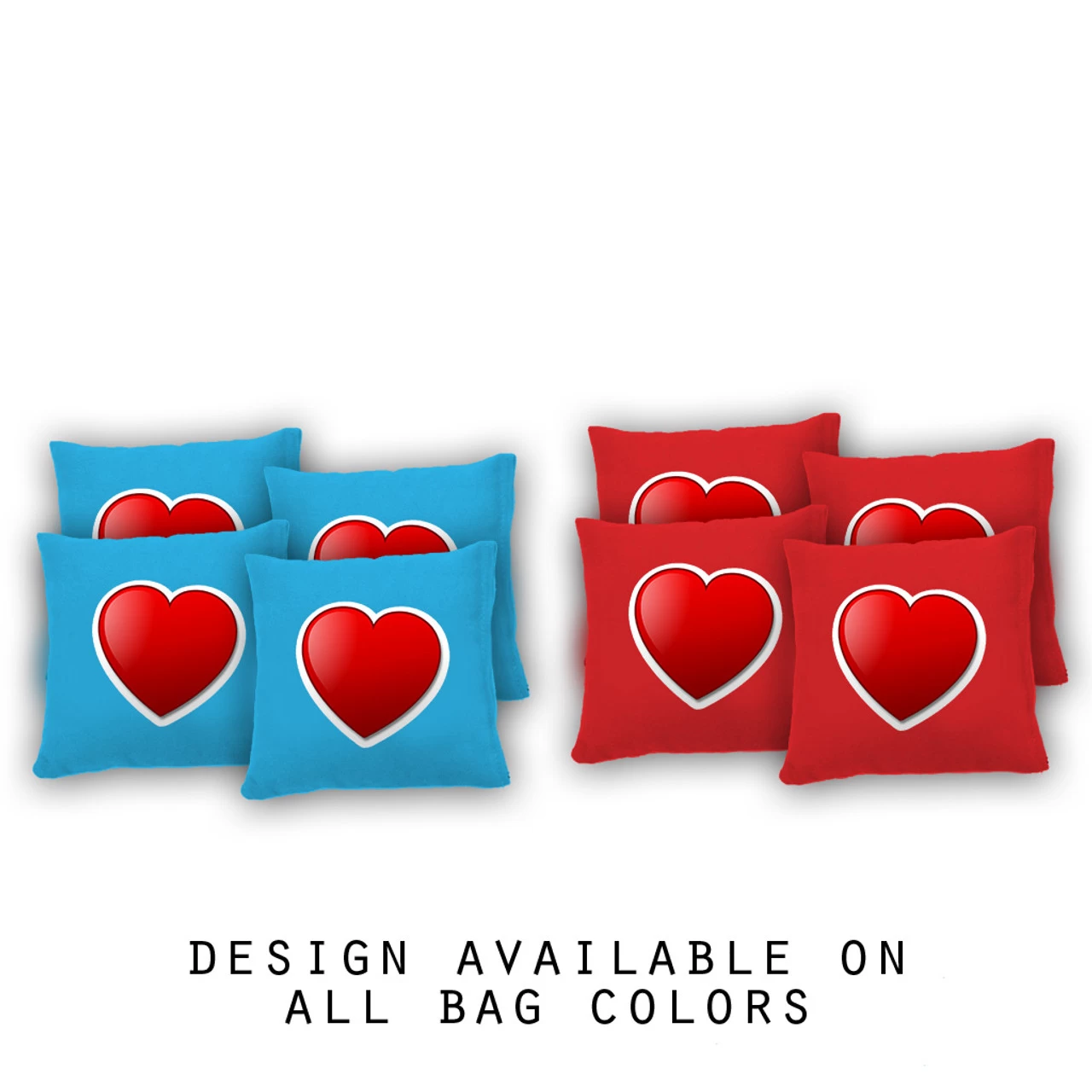 Red Heart Cornhole Bags - Set Of 8 3 Red Heart Cornhole Bags - Set Of 8