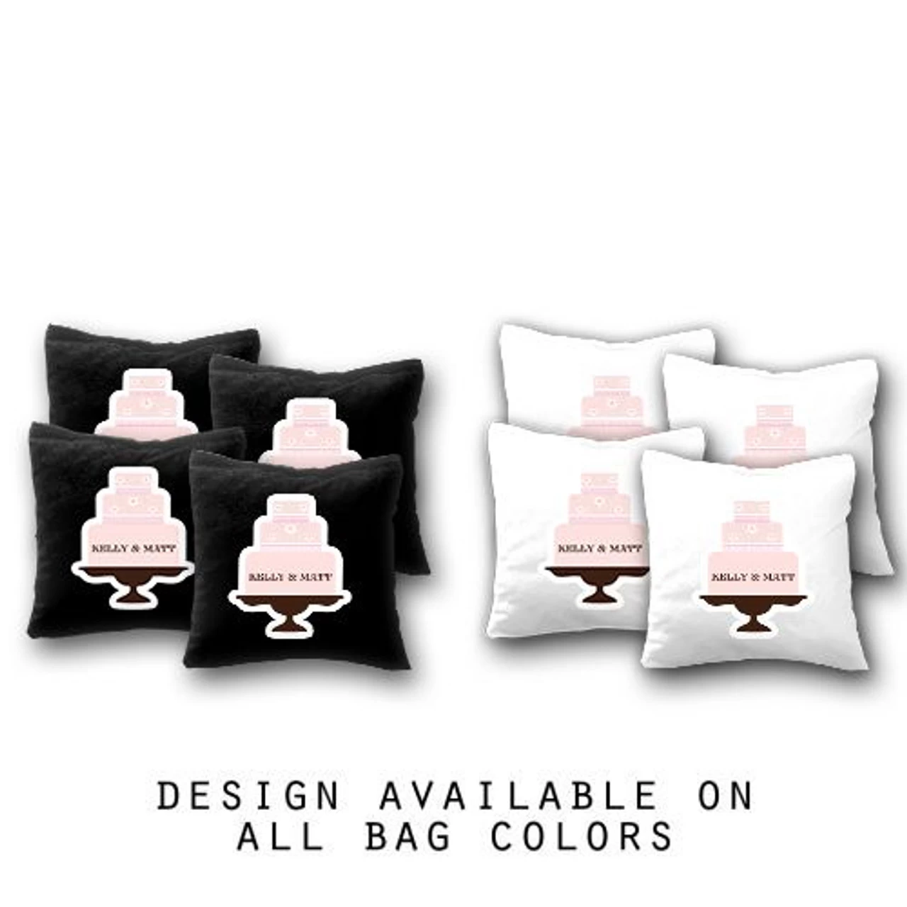 Custom Wedding Cake Cornhole Bags - Set Of 8 3 Custom Wedding Cake Cornhole Bags - Set Of 8