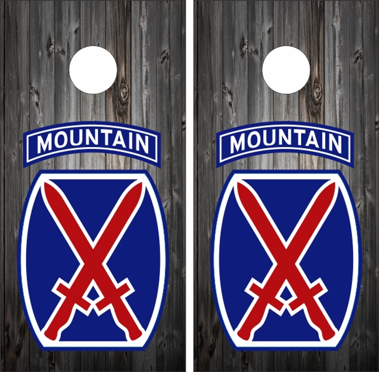 10th Mountain Patch Cornhole Wraps - Set Of 2 3 10th Mountain Patch Cornhole Wraps - Set Of 2