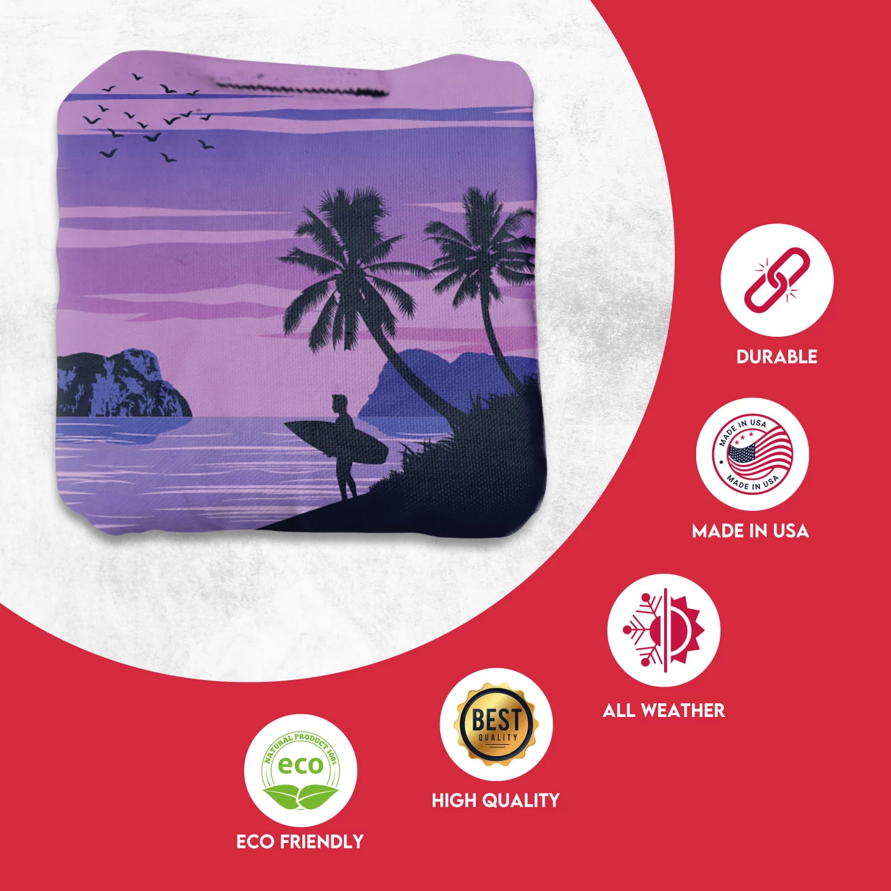 Orange Purple Beach Professional Cornhole Bags - Set Of 8 4 Orange Purple Beach Professional Cornhole Bags - Set Of 8 - Image 2