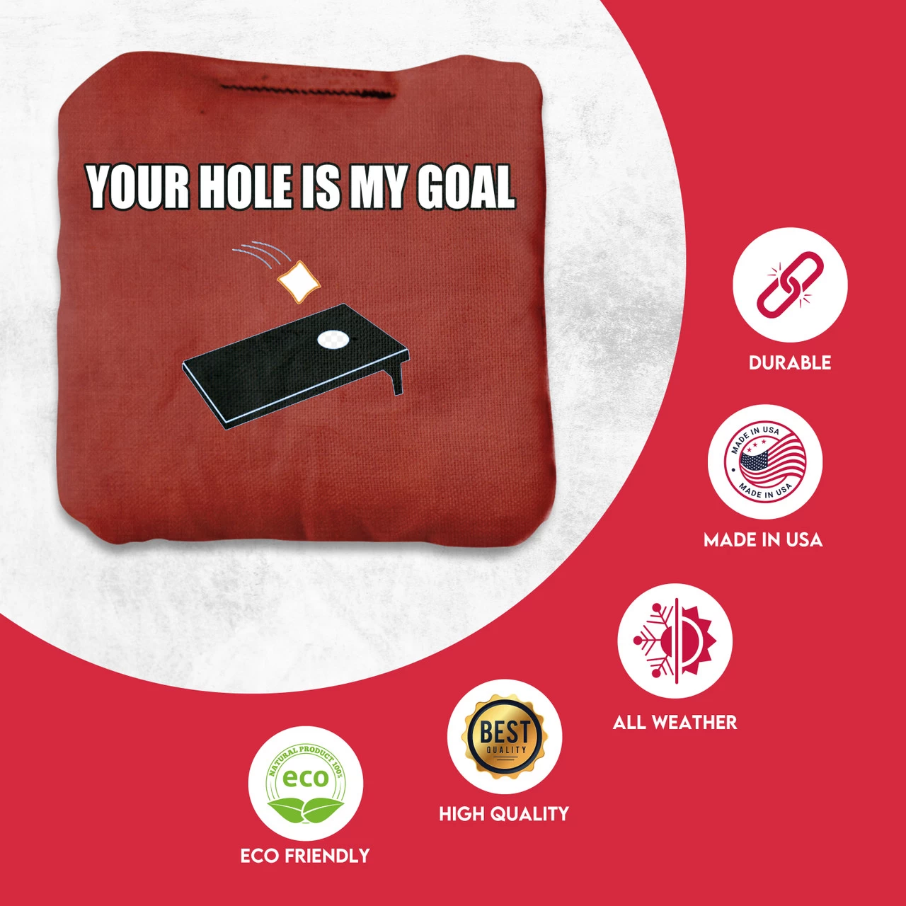 Your Hole Is My Goal Professional Cornhole Bags - Set Of 8 4 Your Hole Is My Goal Professional Cornhole Bags - Set Of 8 - Image 2