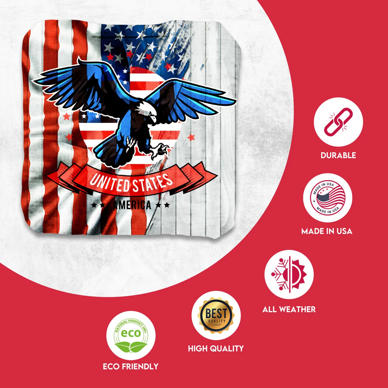 USA Eagle Flag Professional Cornhole Bags - Set Of 8 4 USA Eagle Flag Professional Cornhole Bags - Set Of 8 - Image 2