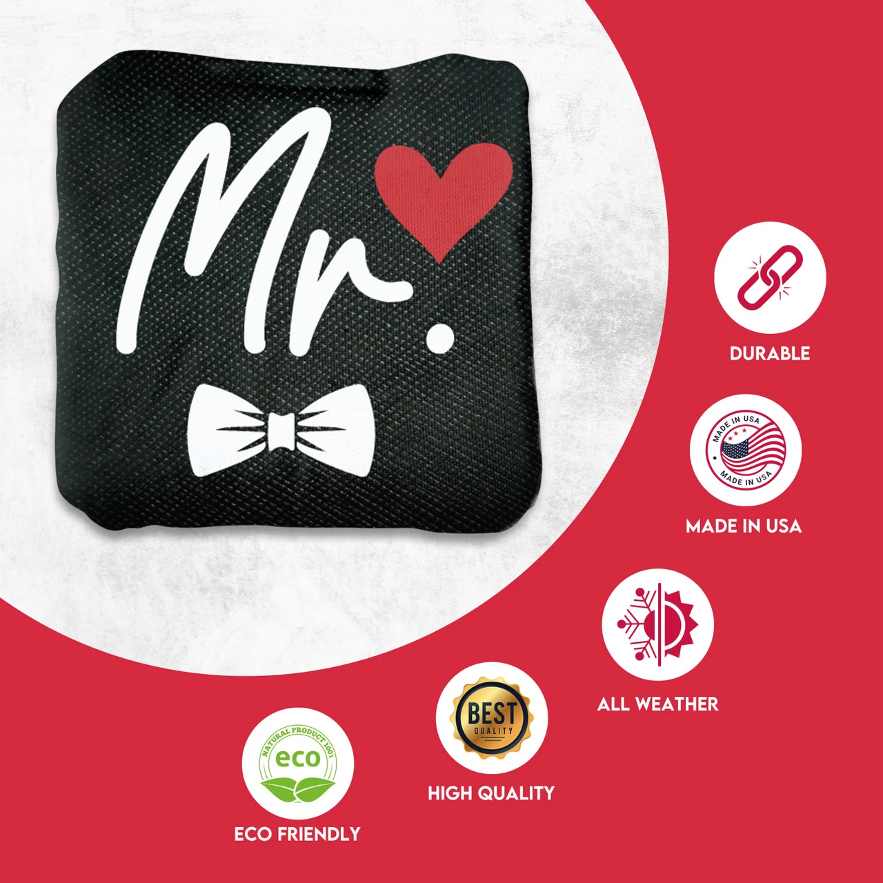 Mr. And Mrs. Professional Cornhole Bags - Set Of 8 4 Mr. And Mrs. Professional Cornhole Bags - Set Of 8 - Image 2