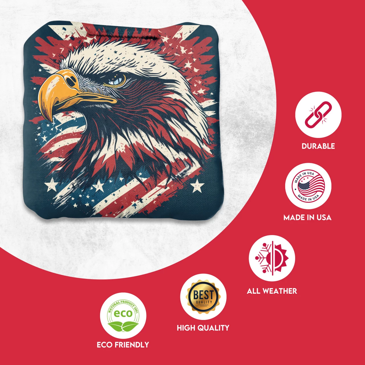 Red Gold Eagle Professional Cornhole Bags - Set Of 8 4 Red Gold Eagle Professional Cornhole Bags - Set Of 8 - Image 2