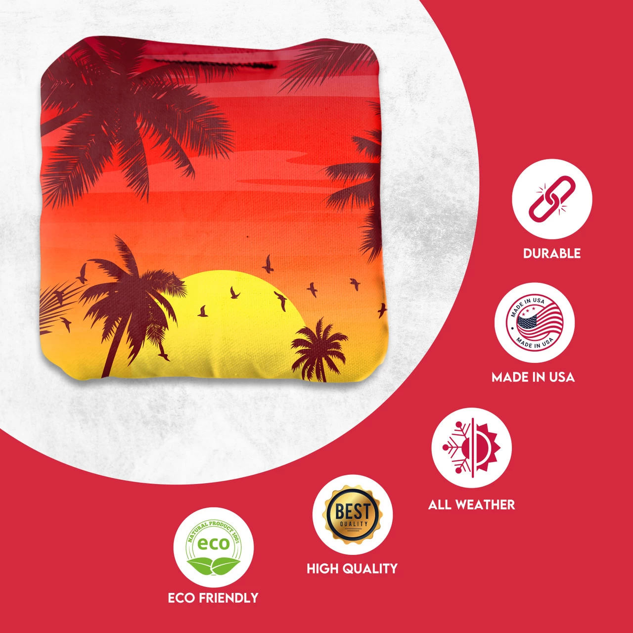 Red Blue Palm Sky Professional Cornhole Bags - Set Of 8 4 Red Blue Palm Sky Professional Cornhole Bags - Set Of 8 - Image 2