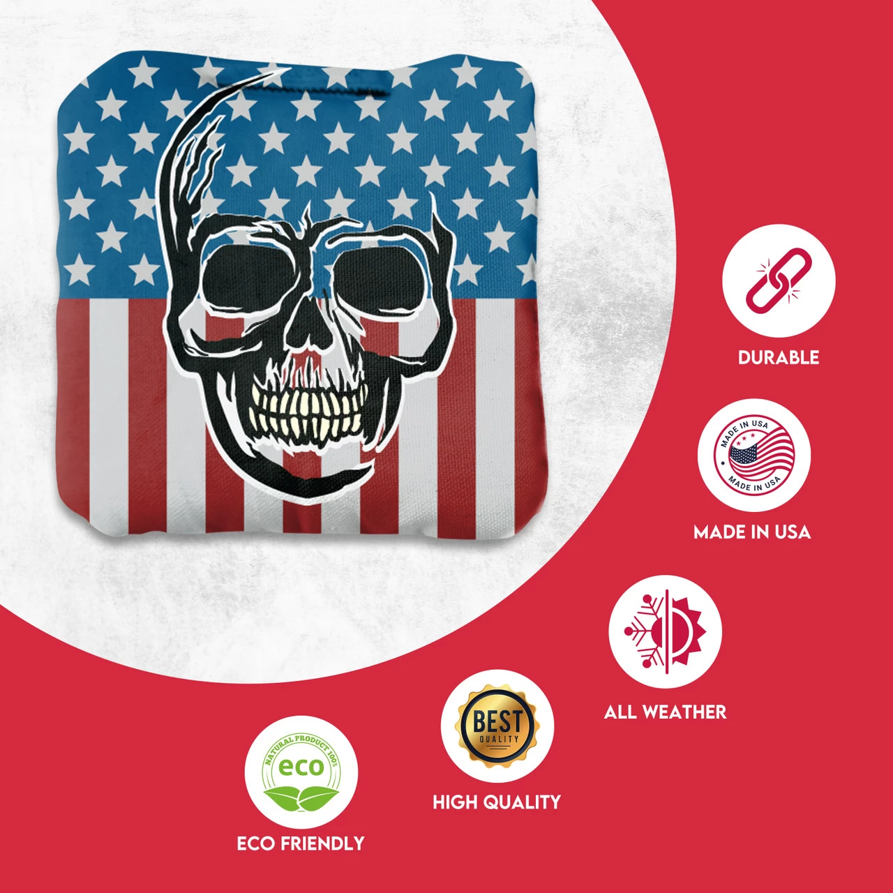 Skull Over Flag Professional Cornhole Bags - Set Of 8 4 Skull Over Flag Professional Cornhole Bags - Set Of 8 - Image 2