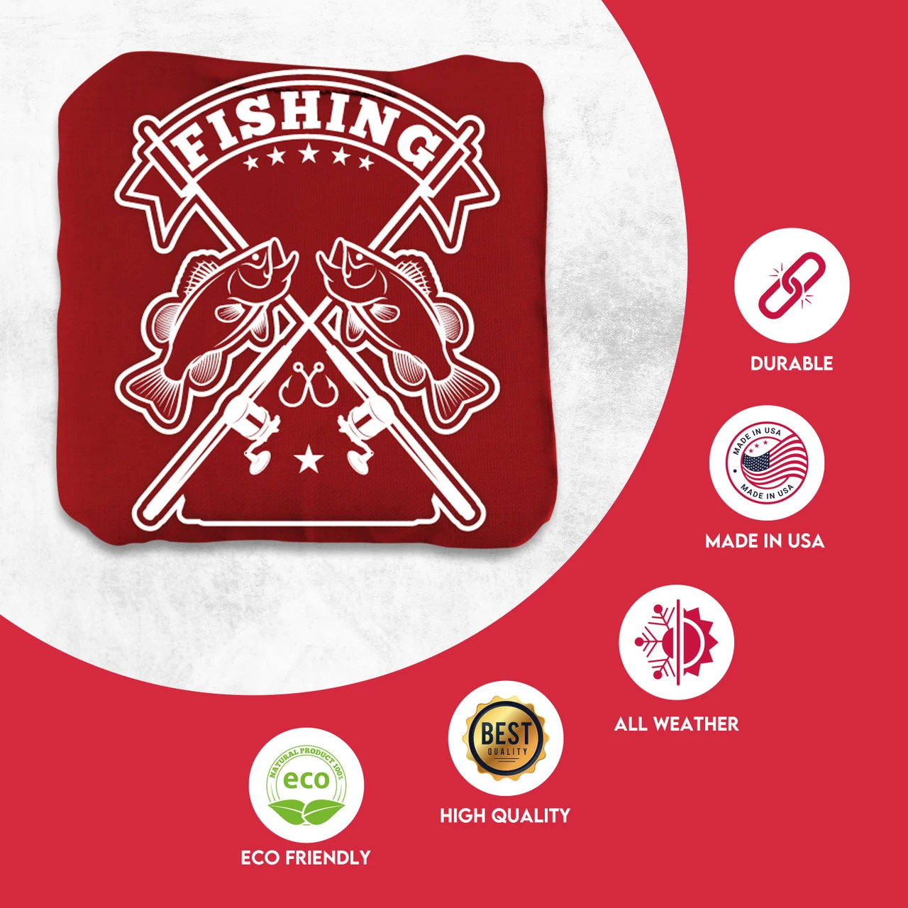 Red Blue Fish Logo Professional Cornhole Bags - Set Of 8 4 Red Blue Fish Logo Professional Cornhole Bags - Set Of 8 - Image 2