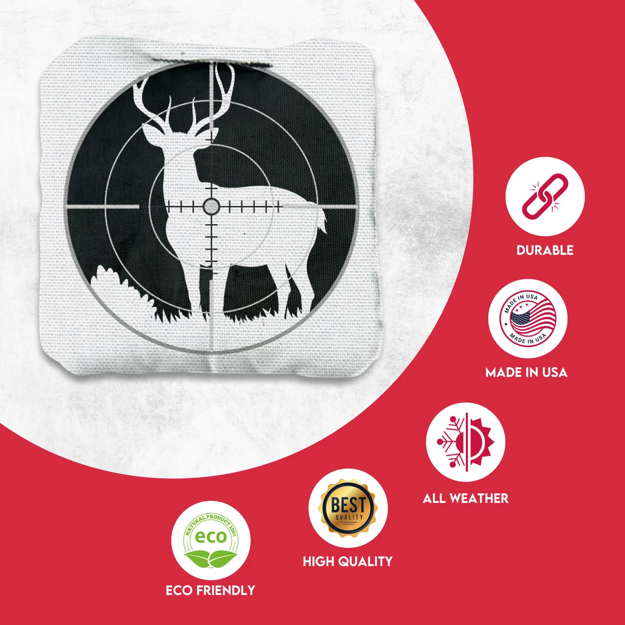 Black White Deer In Scope Professional Cornhole Bags - Set Of 8 4 Black White Deer In Scope Professional Cornhole Bags - Set Of 8 - Image 2