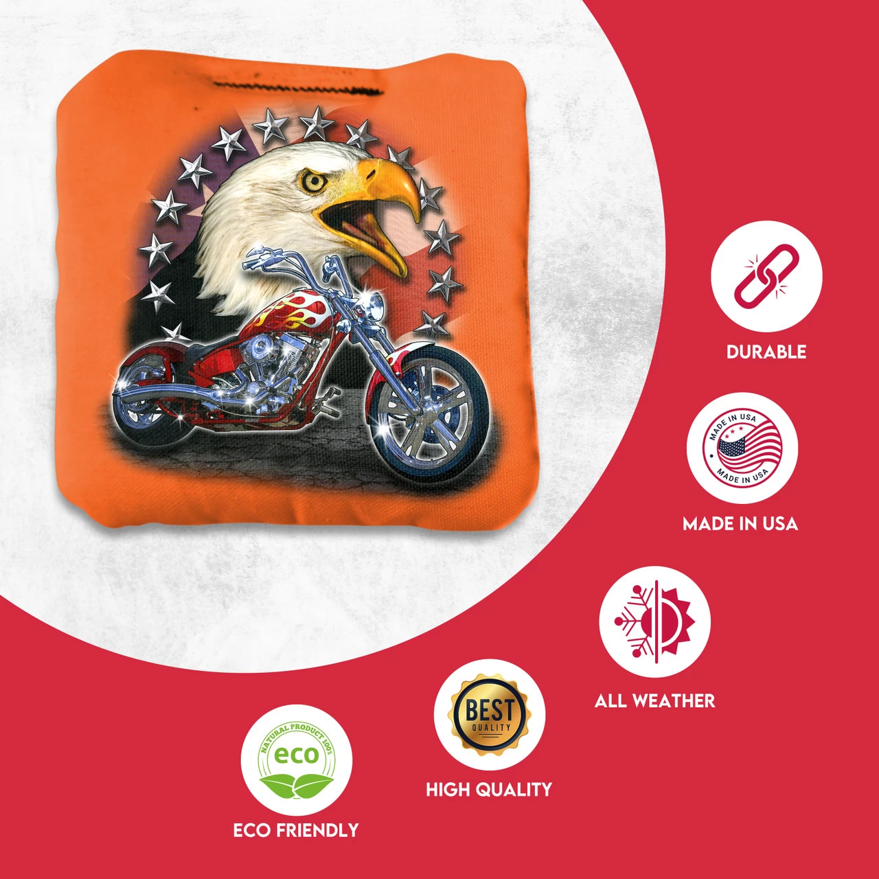 Motorcycle Bald Eagle Professional Cornhole Bags - Set Of 8 4 Motorcycle Bald Eagle Professional Cornhole Bags - Set Of 8 - Image 2