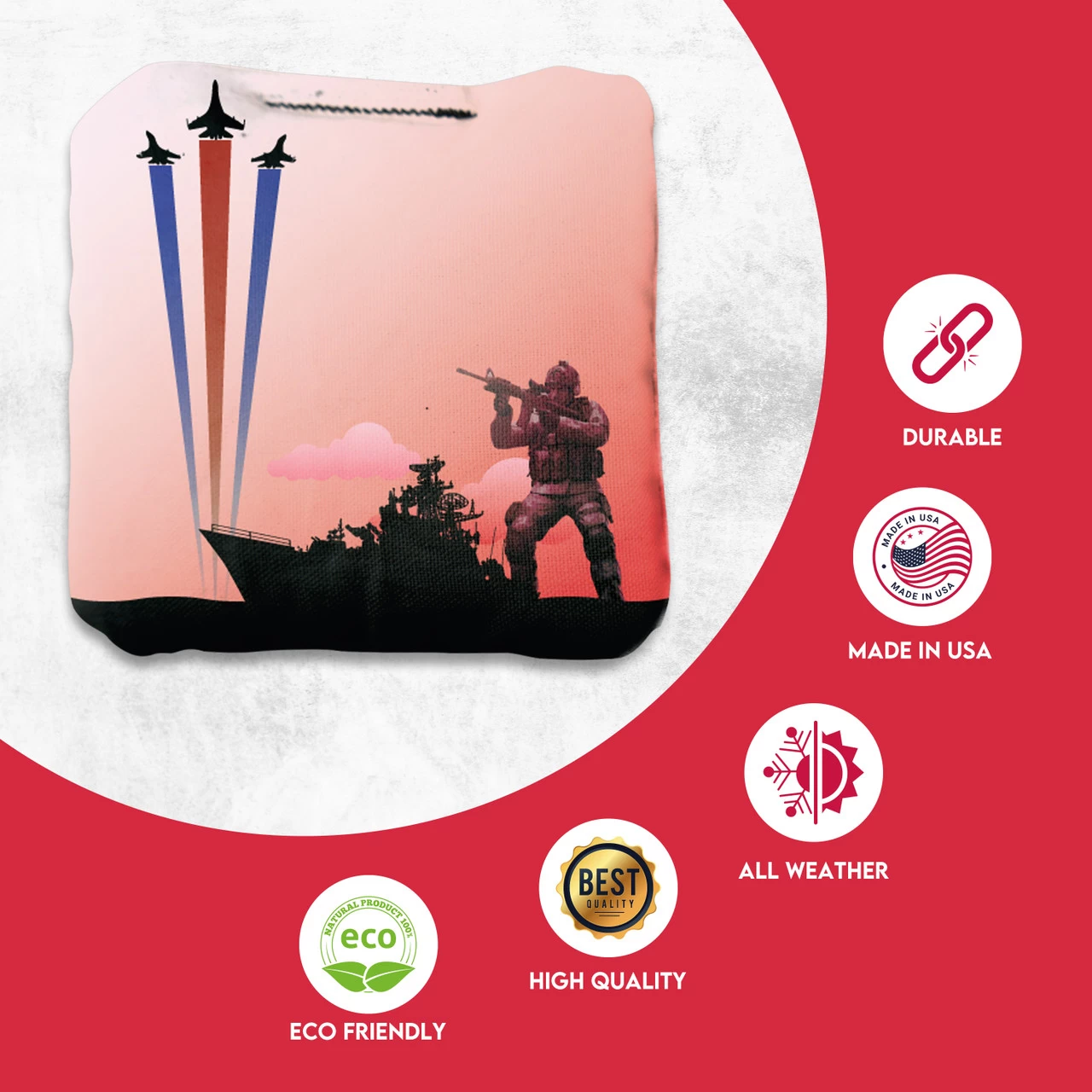 Battleship Soldier Professional Cornhole Bags - Set Of 8 4 Battleship Soldier Professional Cornhole Bags - Set Of 8 - Image 2