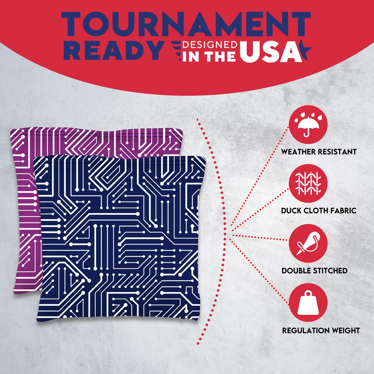 Blue Pink Purple Tech Tournament Cornhole Bags - Set Of 8 7 Blue Pink Purple Tech Tournament Cornhole Bags - Set Of 8 - Image 5