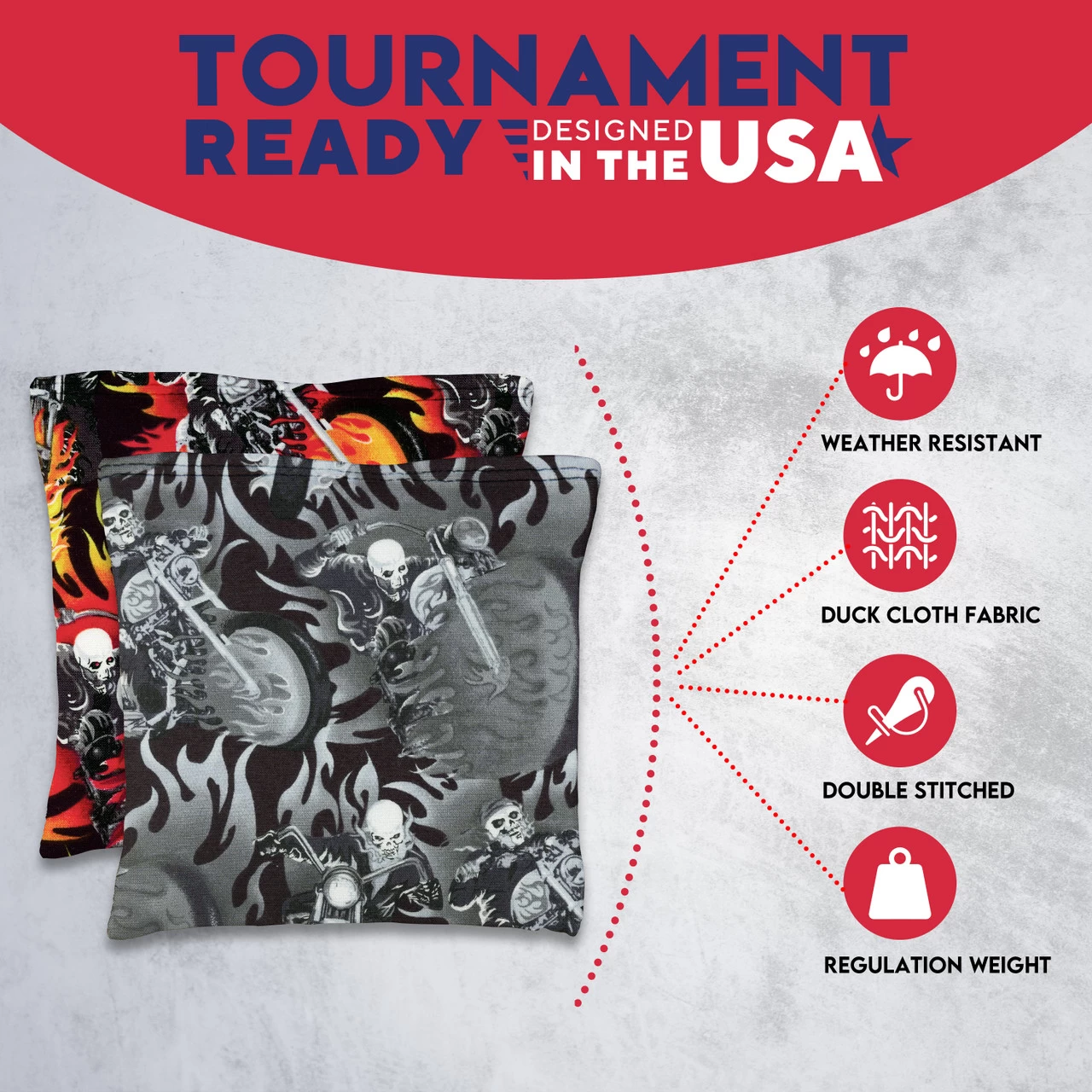 Skull Rider Tournament Cornhole Bags - Set Of 8 7 Skull Rider Tournament Cornhole Bags - Set Of 8 - Image 5
