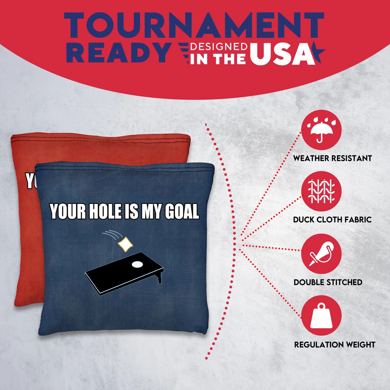 Your Hole Is My Goal Tournament Cornhole Bags - Set Of 8 7 Your Hole Is My Goal Tournament Cornhole Bags - Set Of 8 - Image 5