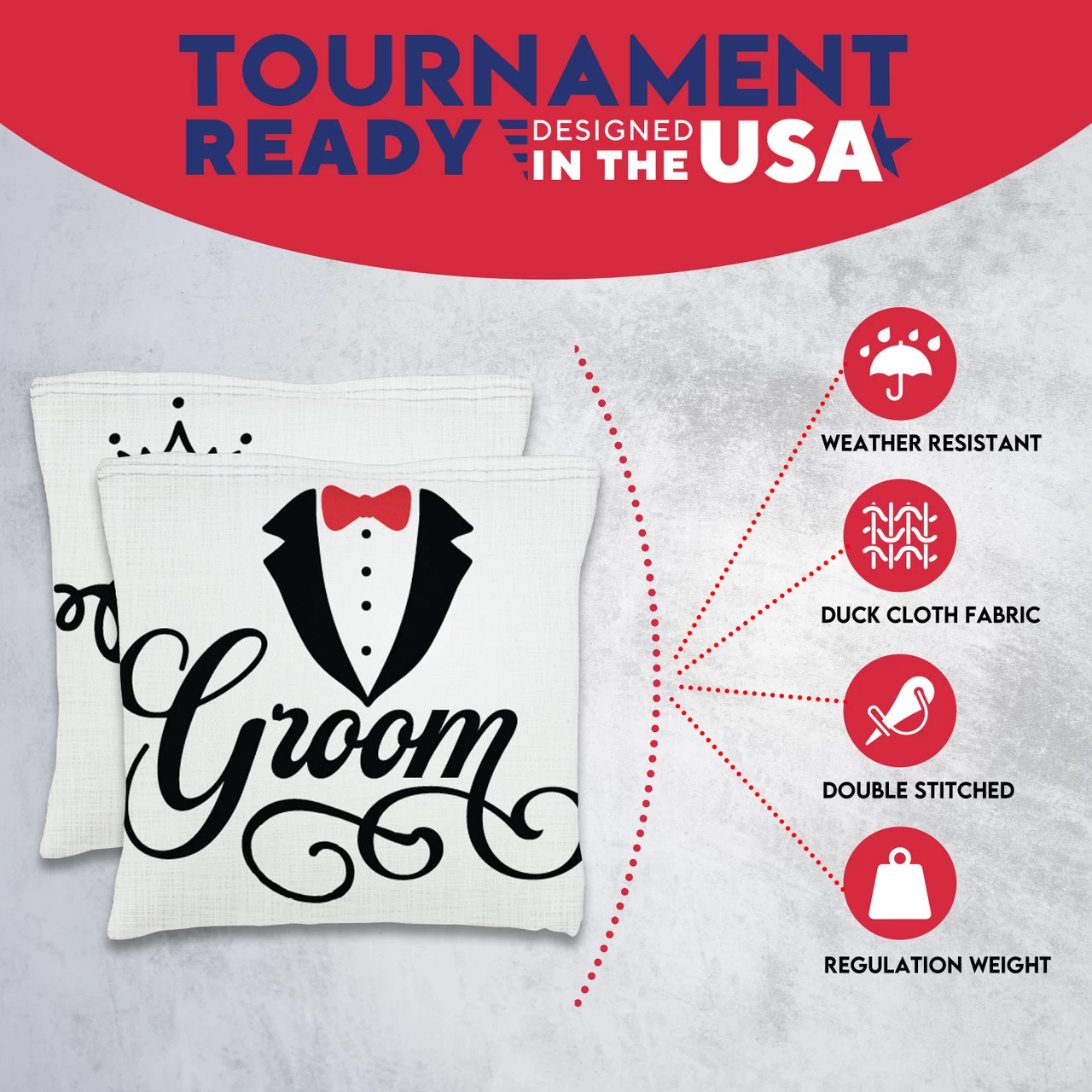 Bride Groom Tournament Cornhole Bags - Set Of 8 7 Bride Groom Tournament Cornhole Bags - Set Of 8 - Image 5
