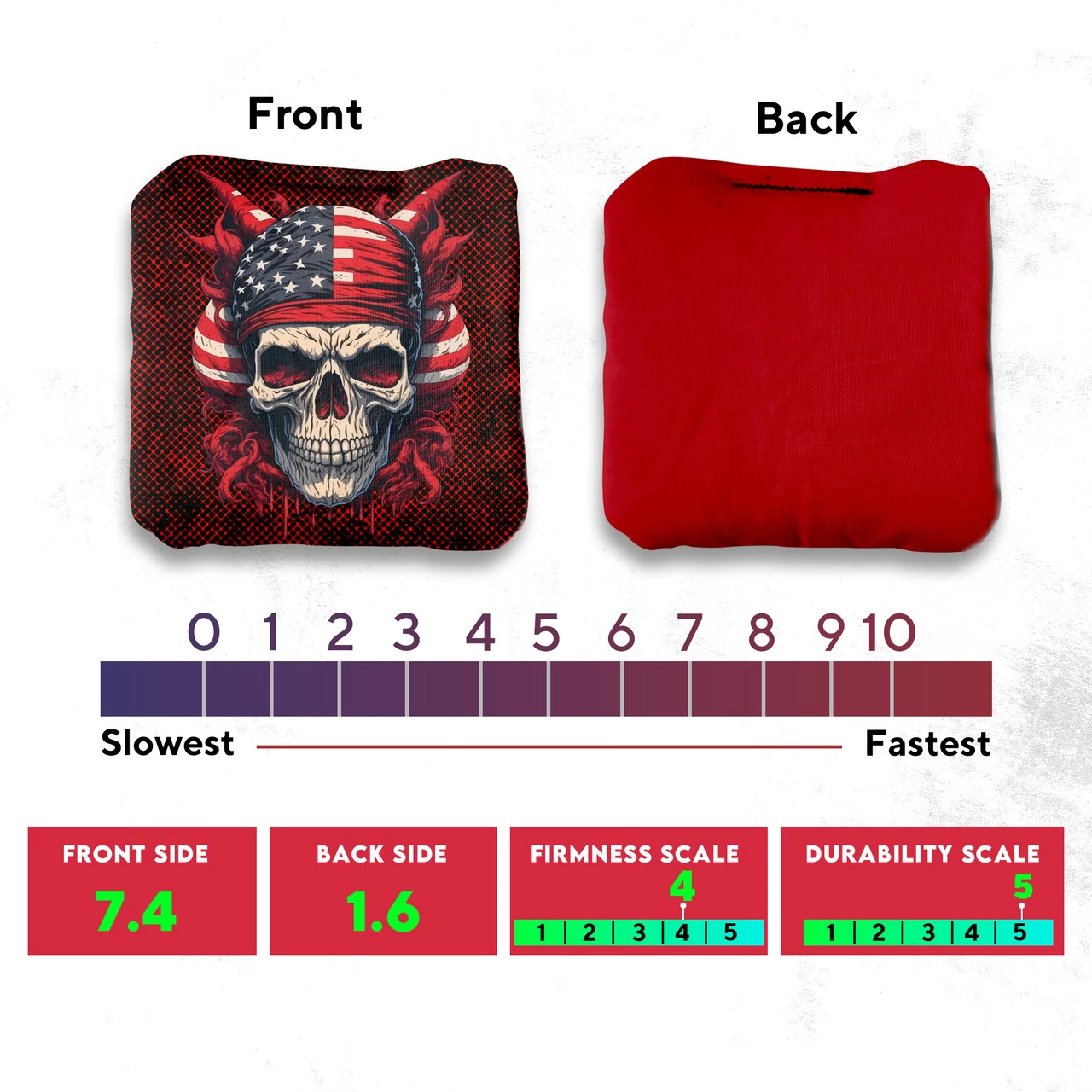 Skull Red Blue Professional Cornhole Bags - Set Of 8 5 Skull Red Blue Professional Cornhole Bags - Set Of 8 - Image 3