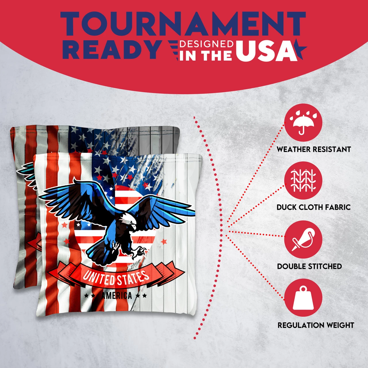 USA Eagle Flag Tournament Cornhole Bags - Set Of 8 7 USA Eagle Flag Tournament Cornhole Bags - Set Of 8 - Image 5