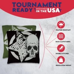 Black Green Star Skull Tournament Cornhole Bags - Set Of 8 12 Black Green Star Skull Tournament Cornhole Bags - Set Of 8 -Pro Cornhole Shop 3 28399.1708225180