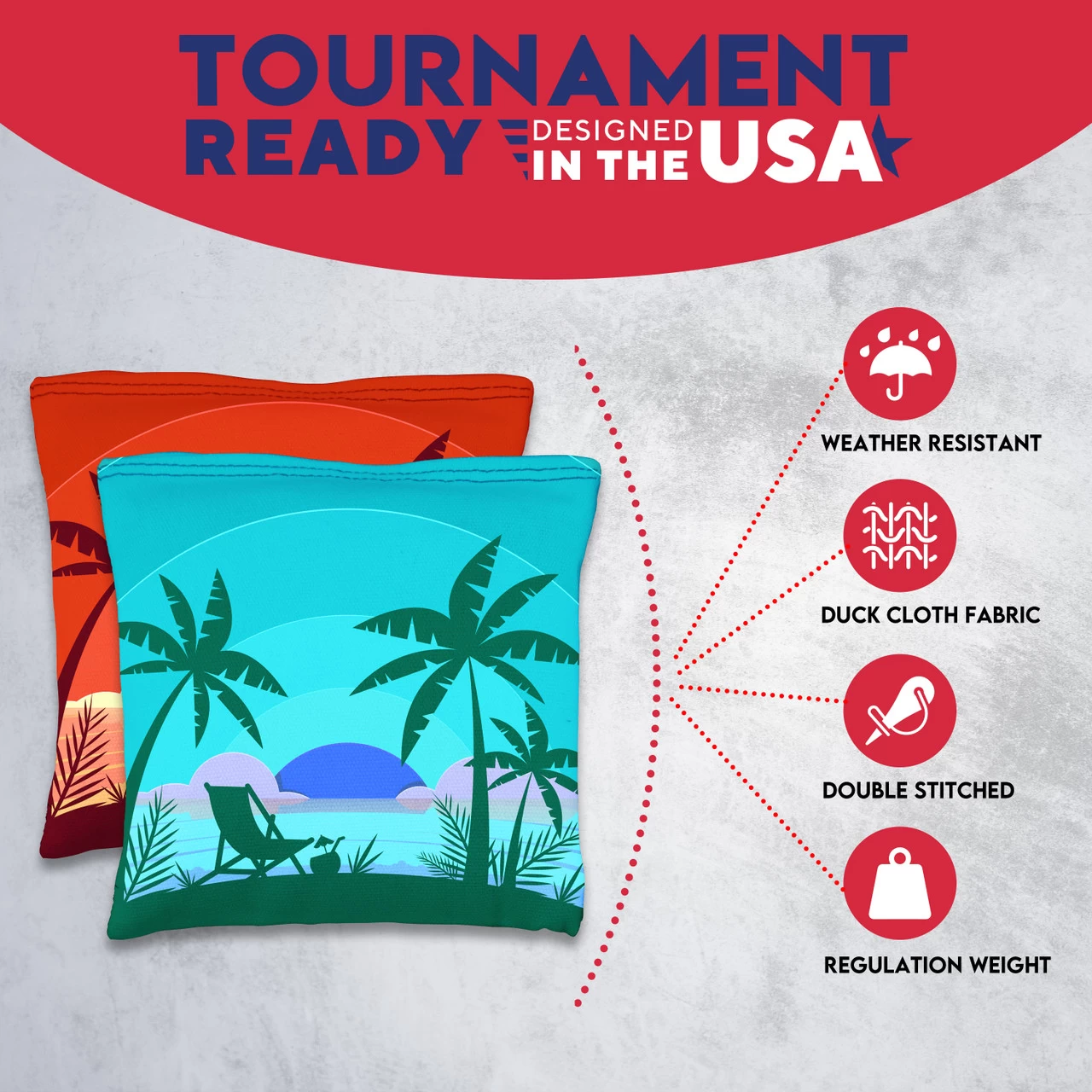 Red Blue Beach Chair Tournament Cornhole Bags - Set Of 8 7 Red Blue Beach Chair Tournament Cornhole Bags - Set Of 8 - Image 5