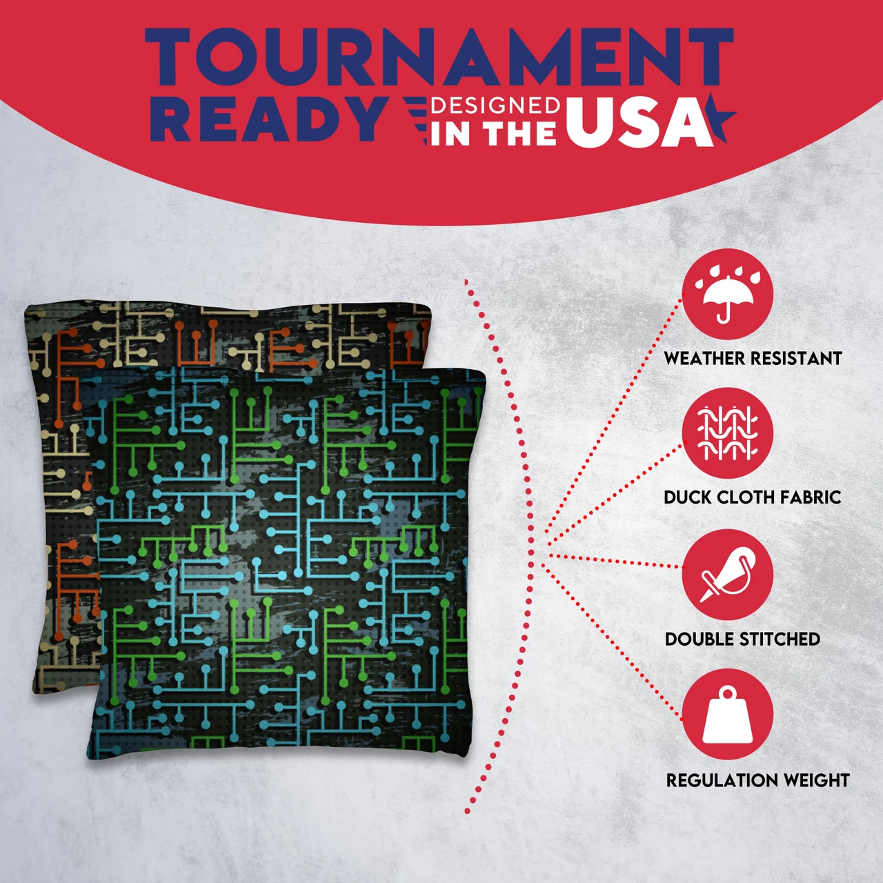 Orange White Blue Green Lines Tournament Cornhole Bags - Set Of 8 7 Orange White Blue Green Lines Tournament Cornhole Bags - Set Of 8 - Image 5