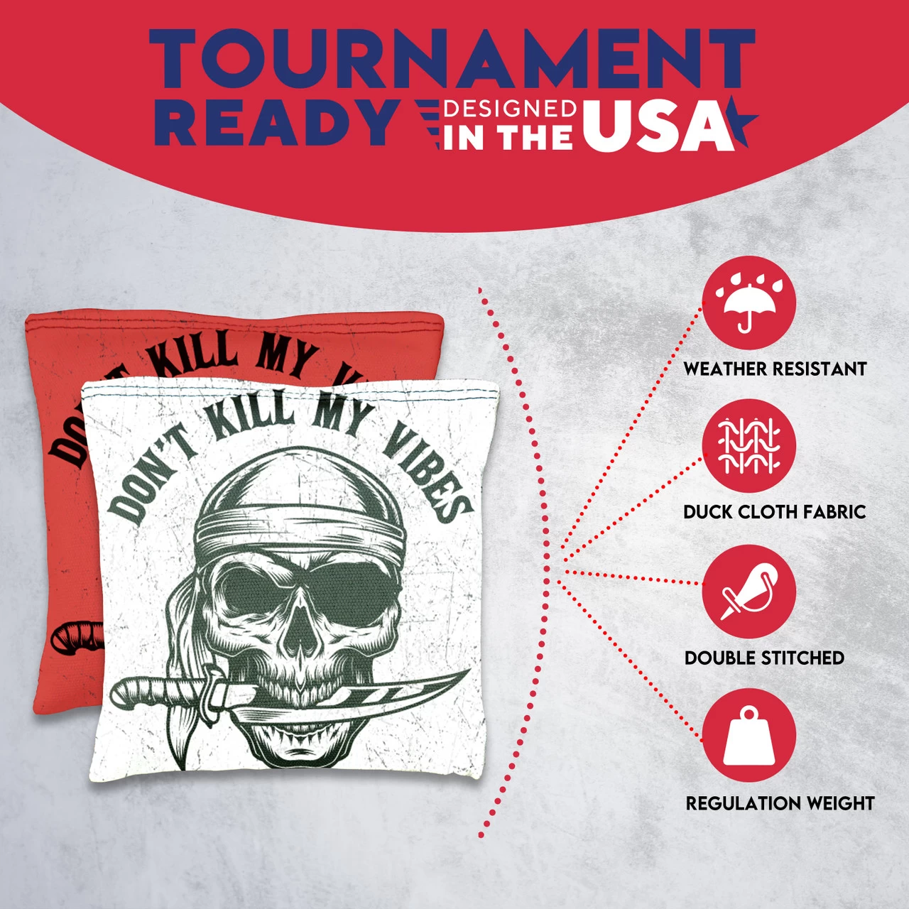 Don't Kill My Vibes Tournament Cornhole Bags - Set Of 8 7 Don't Kill My Vibes Tournament Cornhole Bags - Set Of 8 - Image 5