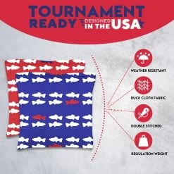 Red Blue Fish Tournament Cornhole Bags - Set Of 8 12 Red Blue Fish Tournament Cornhole Bags - Set Of 8 -Pro Cornhole Shop 3 49820.1708294512