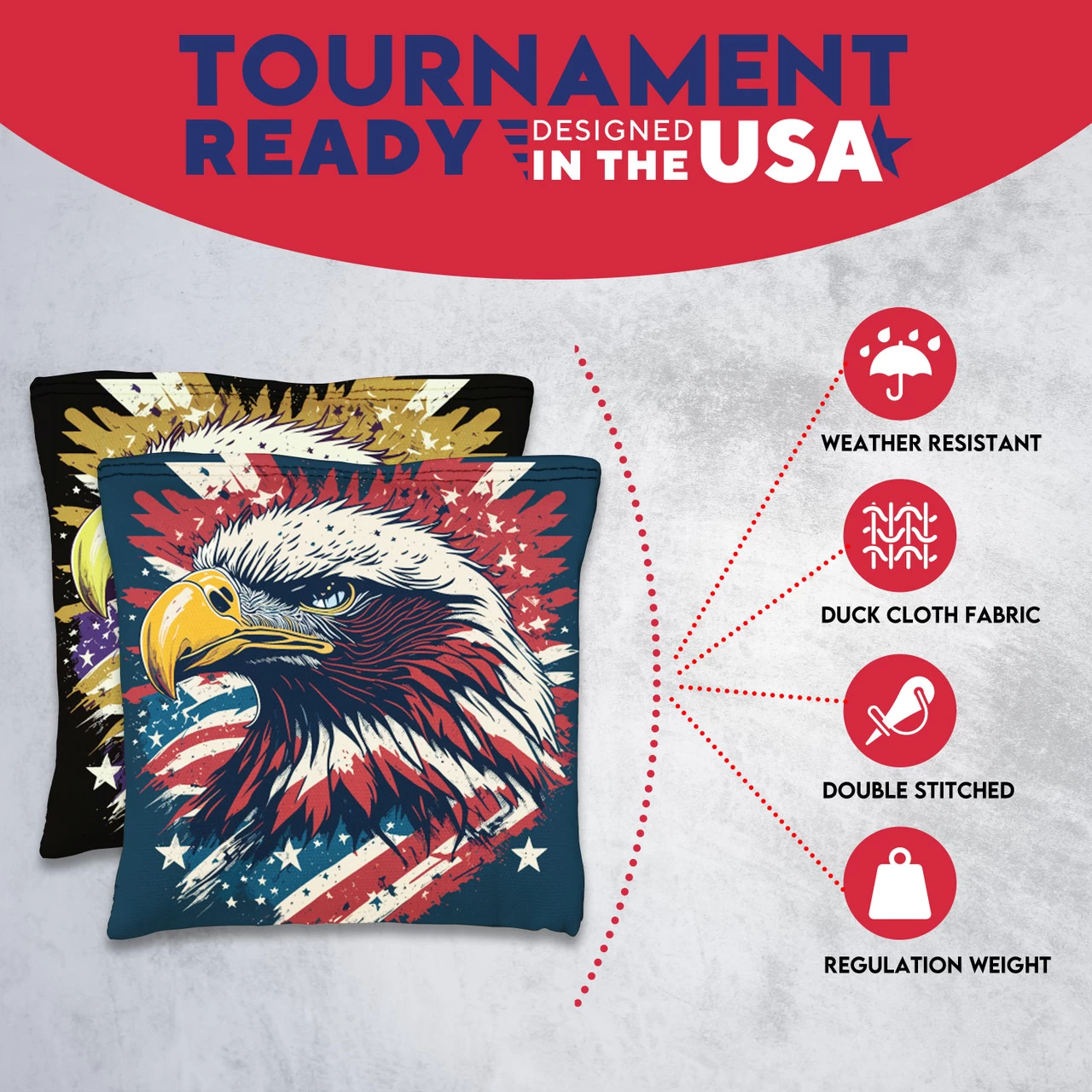 Red Gold Eagle Tournament Cornhole Bags - Set Of 8 7 Red Gold Eagle Tournament Cornhole Bags - Set Of 8 - Image 5