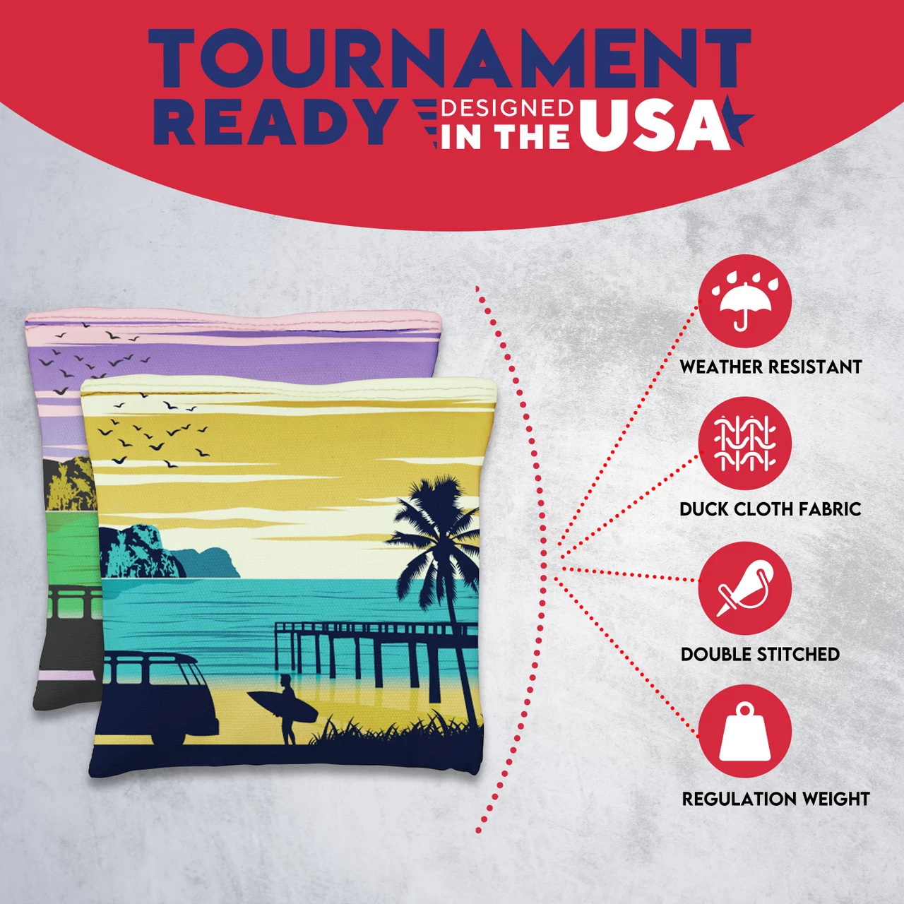 Green Blue Surfer Beach Tournament Cornhole Bags - Set Of 8 7 Green Blue Surfer Beach Tournament Cornhole Bags - Set Of 8 - Image 5