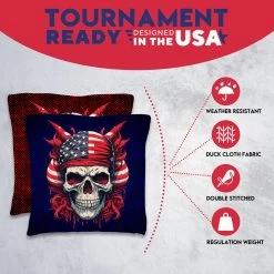 Skull Red Blue Tournament Cornhole Bags - Set Of 8 12 Skull Red Blue Tournament Cornhole Bags - Set Of 8 -Pro Cornhole Shop 3 74982.1708292272