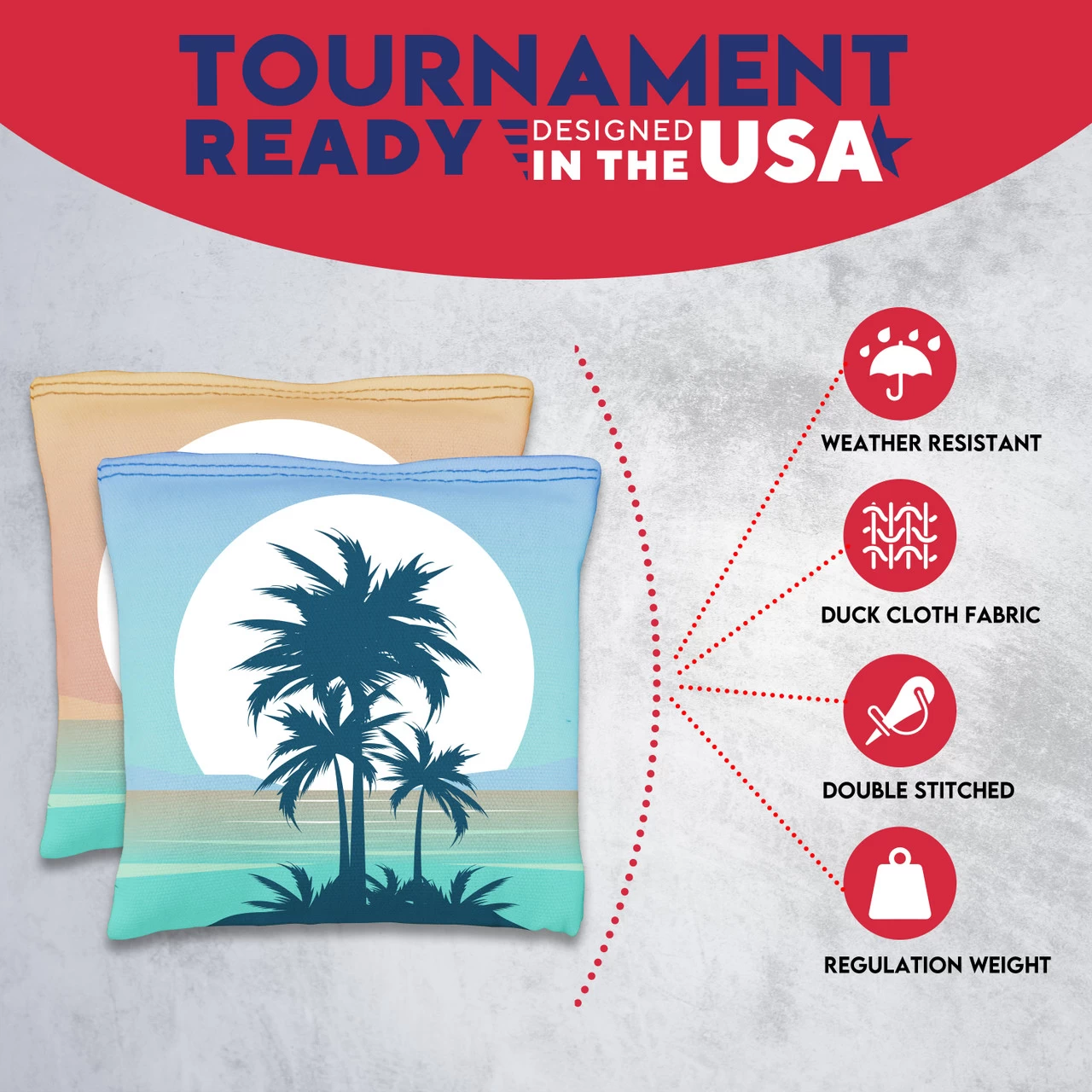 Palm Trees Sun Behind Tournament Cornhole Bags - Set Of 8 7 Palm Trees Sun Behind Tournament Cornhole Bags - Set Of 8 - Image 5