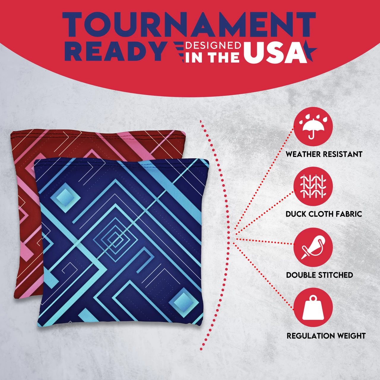 Blue Pink Lines Tournament Cornhole Bags - Set Of 8 7 Blue Pink Lines Tournament Cornhole Bags - Set Of 8 - Image 5