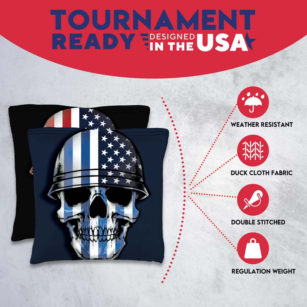 Soldier Flag Skull Tournament Cornhole Bags - Set Of 8 7 Soldier Flag Skull Tournament Cornhole Bags - Set Of 8 - Image 5