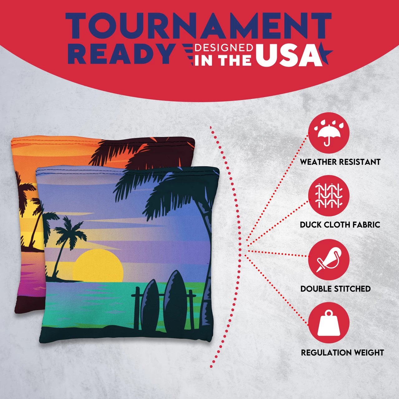 Orange Blue Beach Tournament Cornhole Bags - Set Of 8 8 Orange Blue Beach Tournament Cornhole Bags - Set Of 8 - Image 6