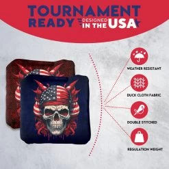 Skull Red Blue Professional Cornhole Bags - Set Of 8 12 Skull Red Blue Professional Cornhole Bags - Set Of 8 -Pro Cornhole Shop 4 01702.1707198250
