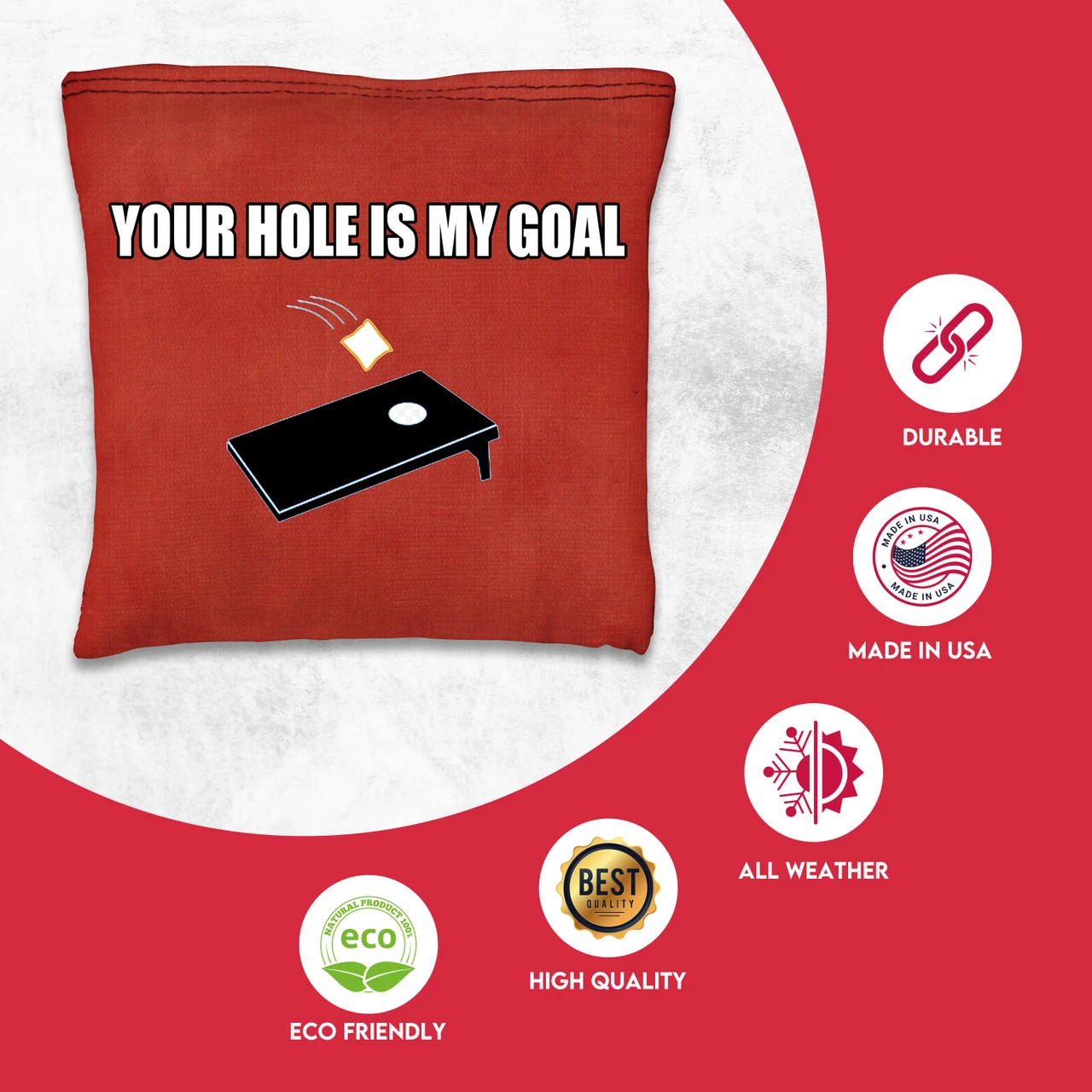 Your Hole Is My Goal Tournament Cornhole Bags - Set Of 8 4 Your Hole Is My Goal Tournament Cornhole Bags - Set Of 8 - Image 2