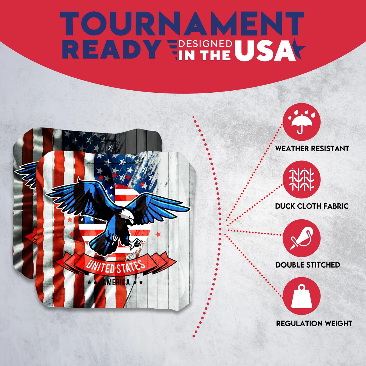 USA Eagle Flag Professional Cornhole Bags - Set Of 8 7 USA Eagle Flag Professional Cornhole Bags - Set Of 8 - Image 5