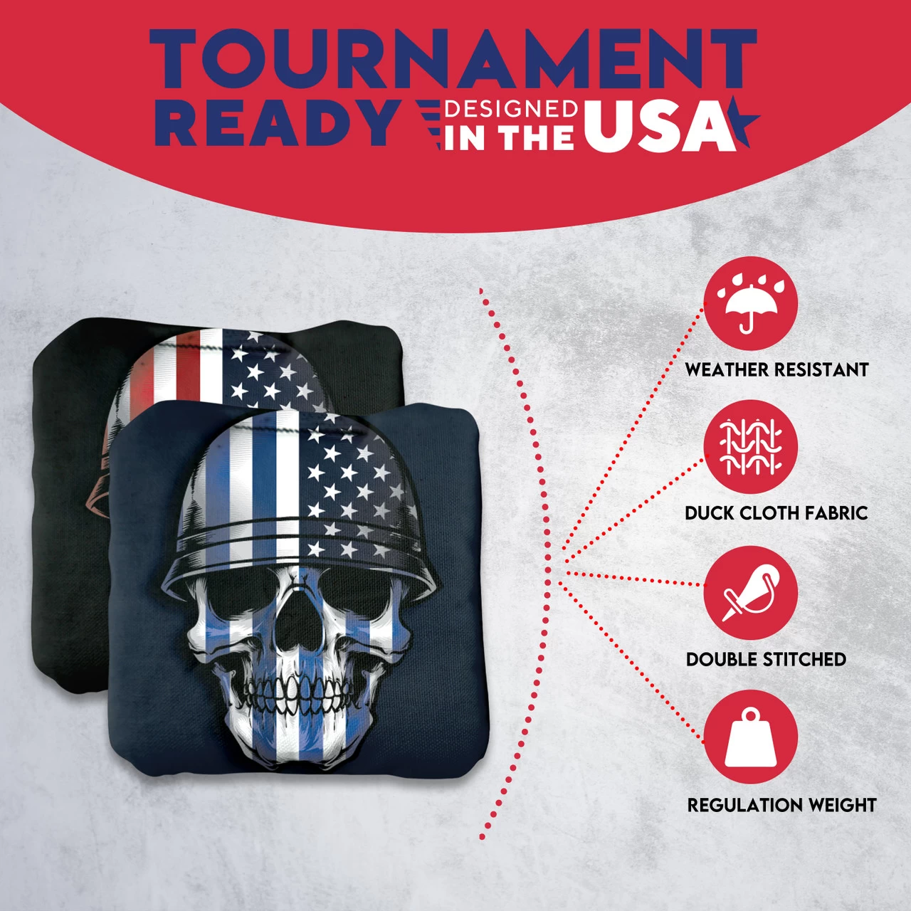 Soldier Flag Skull Professional Cornhole Bags - Set Of 8 7 Soldier Flag Skull Professional Cornhole Bags - Set Of 8 - Image 5