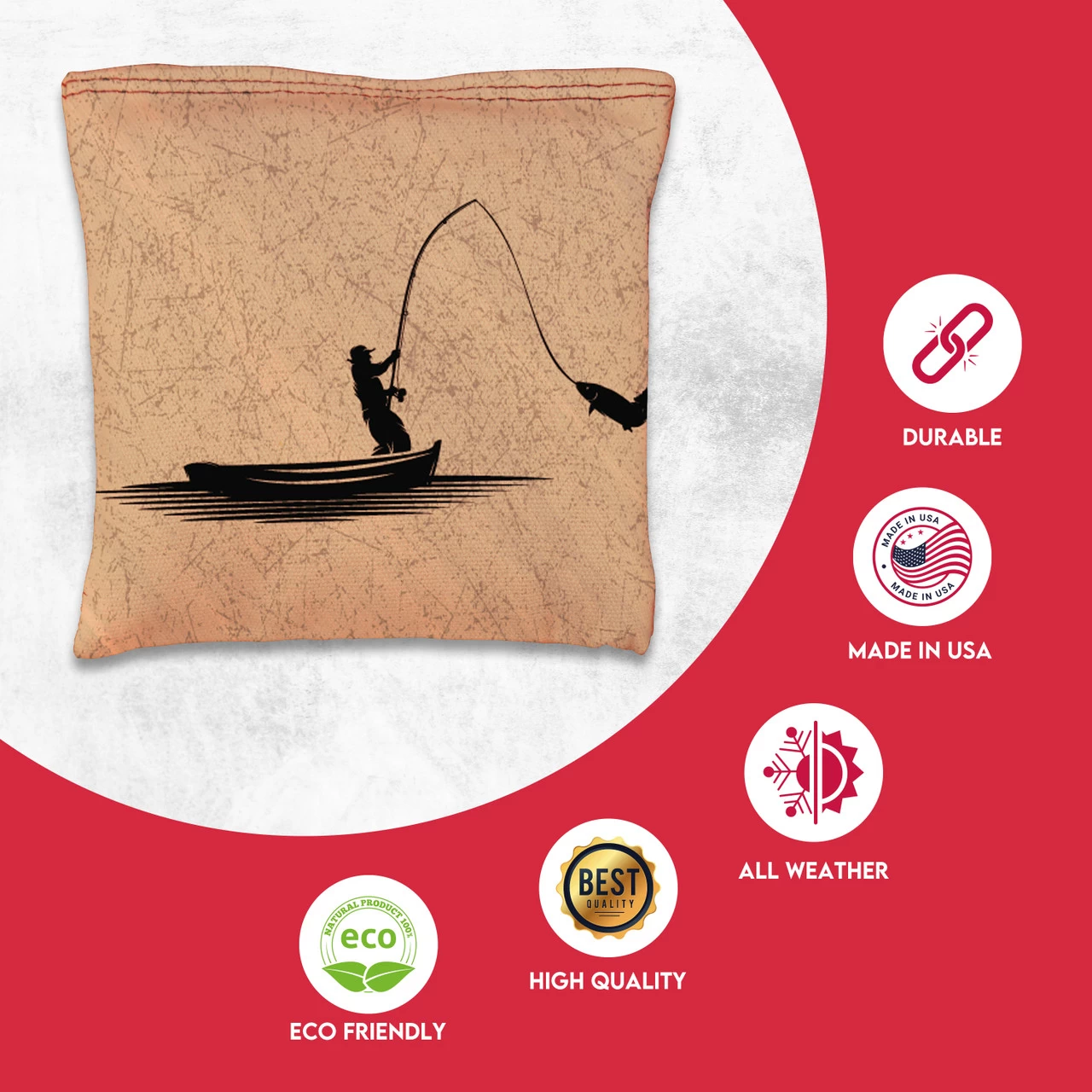 Fish On Rod Tournament Cornhole Bags - Set Of 8 4 Fish On Rod Tournament Cornhole Bags - Set Of 8 - Image 2