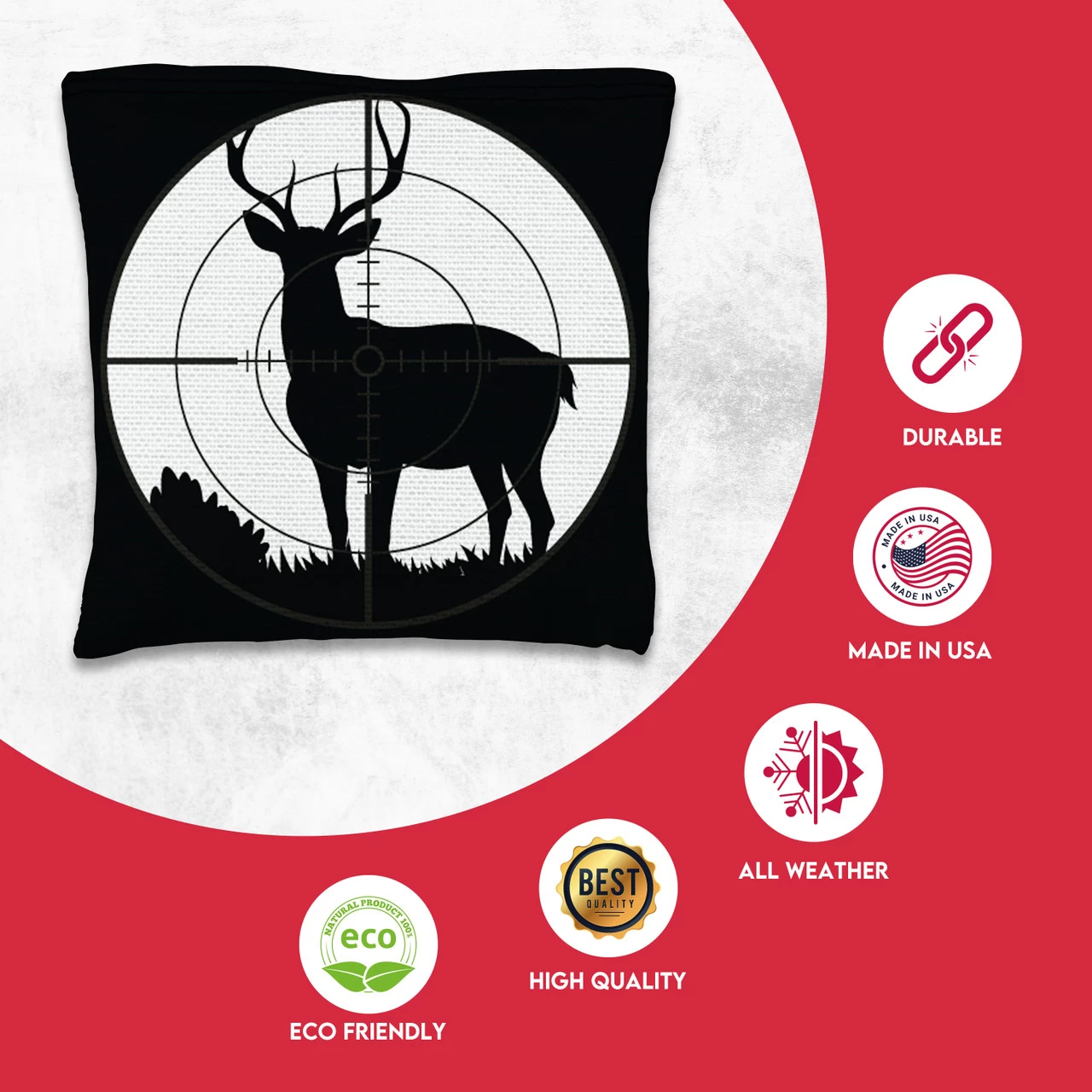 Black White Deer In Scope Tournament Cornhole Bags - Set Of 8 4 Black White Deer In Scope Tournament Cornhole Bags - Set Of 8 - Image 2