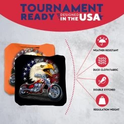 Motorcycle Bald Eagle Professional Cornhole Bags - Set Of 8 12 Motorcycle Bald Eagle Professional Cornhole Bags - Set Of 8 -Pro Cornhole Shop 4 16004.1707198342