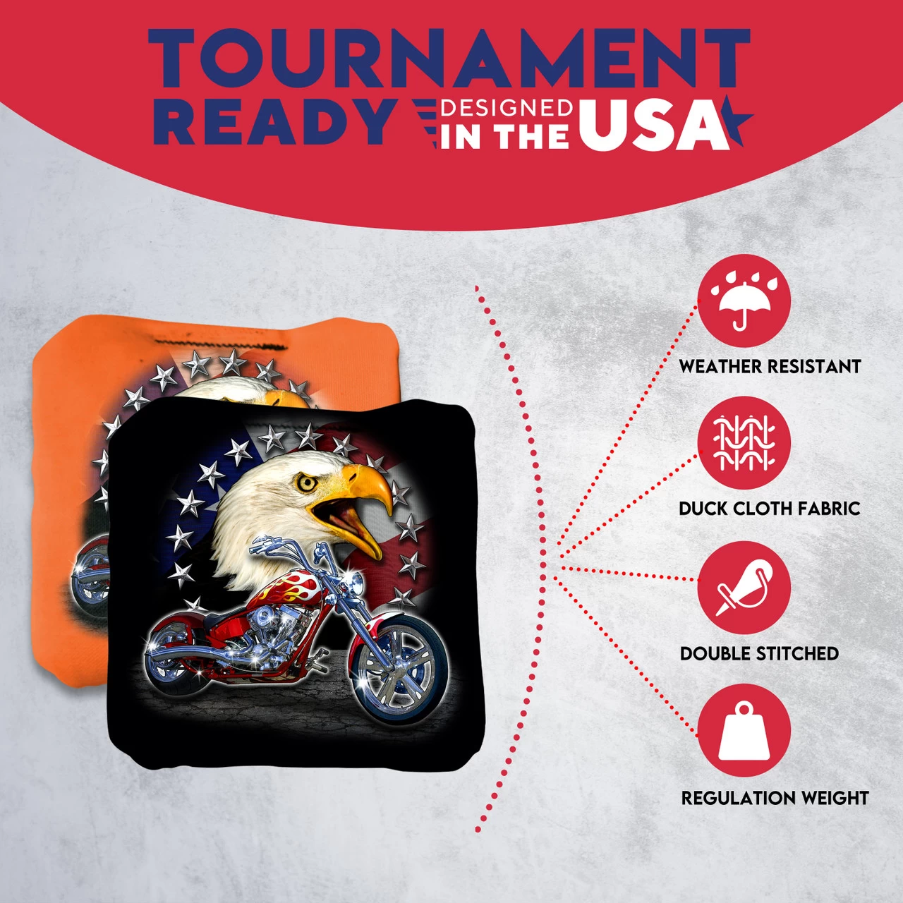 Motorcycle Bald Eagle Professional Cornhole Bags - Set Of 8 7 Motorcycle Bald Eagle Professional Cornhole Bags - Set Of 8 - Image 5