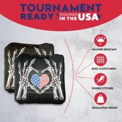 Bone Hand Heart Flag Professional Cornhole Bags - Set Of 8 -Pro Cornhole Shop 4 48749.1707354196