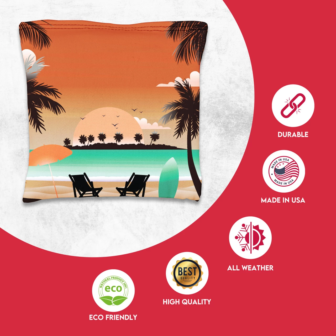 Tropical Red Orange Tournament Cornhole Bags - Set Of 8 4 Tropical Red Orange Tournament Cornhole Bags - Set Of 8 - Image 2