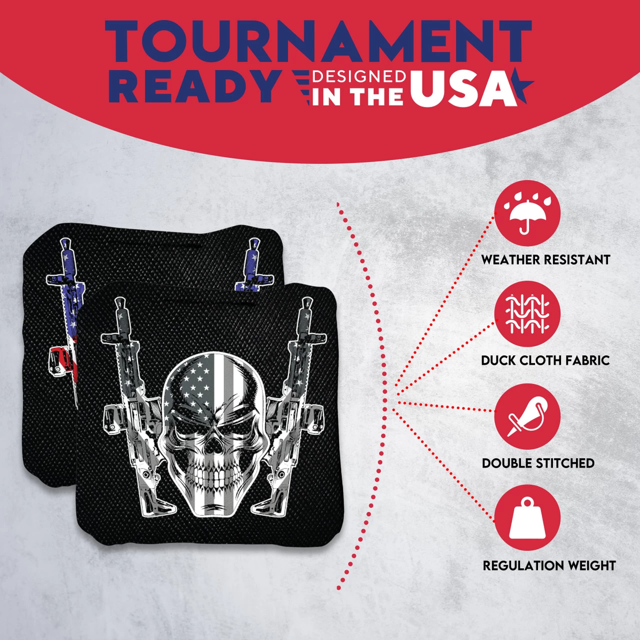 Flag Skull Guns Professional Cornhole Bags - Set Of 8 7 Flag Skull Guns Professional Cornhole Bags - Set Of 8 - Image 5
