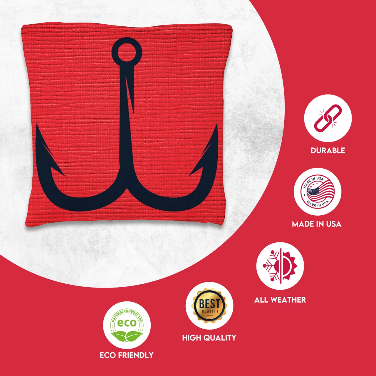 Red Blue Hooks Tournament Cornhole Bags - Set Of 8 4 Red Blue Hooks Tournament Cornhole Bags - Set Of 8 - Image 2