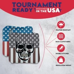 Skull Over Flag Professional Cornhole Bags - Set Of 8 12 Skull Over Flag Professional Cornhole Bags - Set Of 8 -Pro Cornhole Shop 4 61517.1707354651