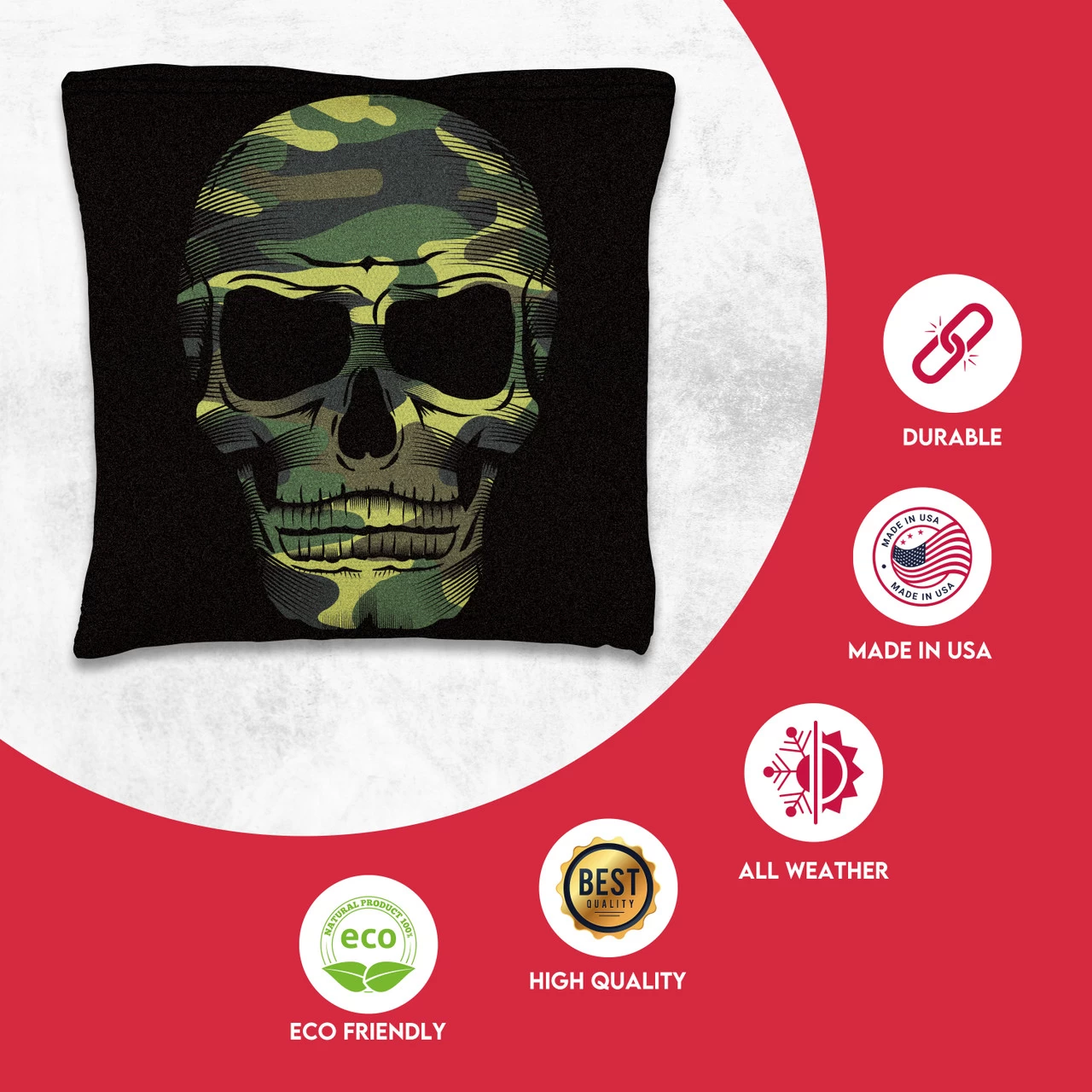 Camo Skull Tournament Cornhole Bags - Set Of 8 4 Camo Skull Tournament Cornhole Bags - Set Of 8 - Image 2