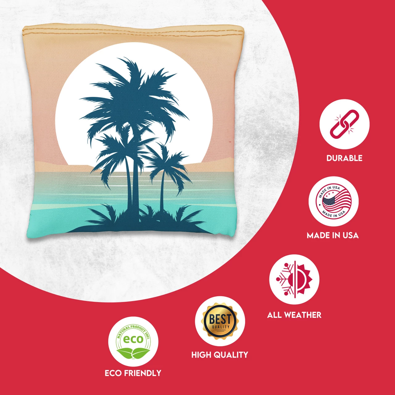 Tropical Palms Tournament Cornhole Bags - Set Of 8 4 Tropical Palms Tournament Cornhole Bags - Set Of 8 - Image 2