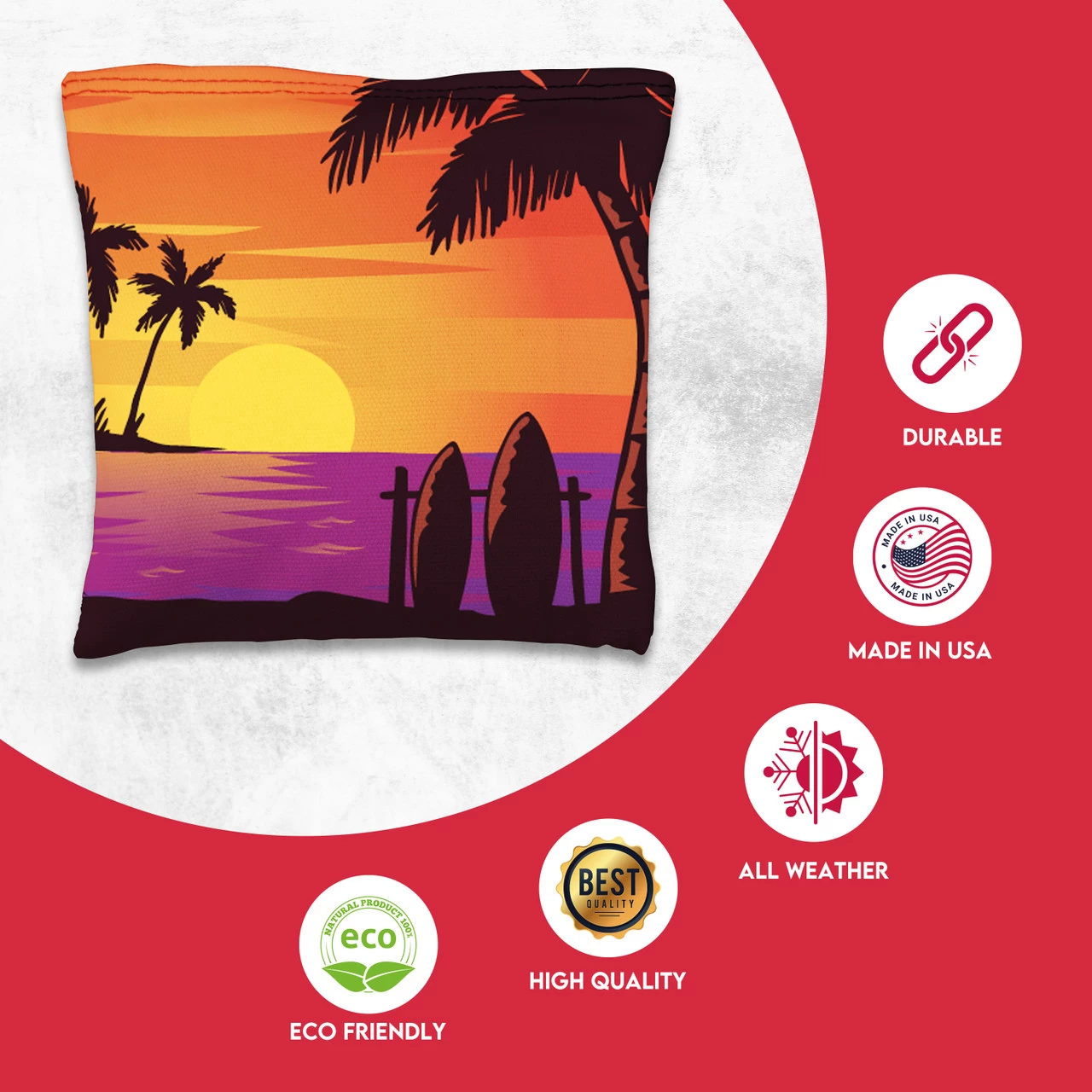 Orange Blue Beach Tournament Cornhole Bags - Set Of 8 4 Orange Blue Beach Tournament Cornhole Bags - Set Of 8 - Image 2